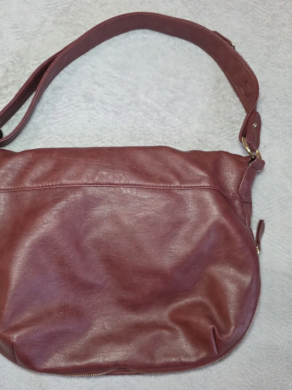 Burgundy Foldover Hobo Shoulder Bag Tassel Purse